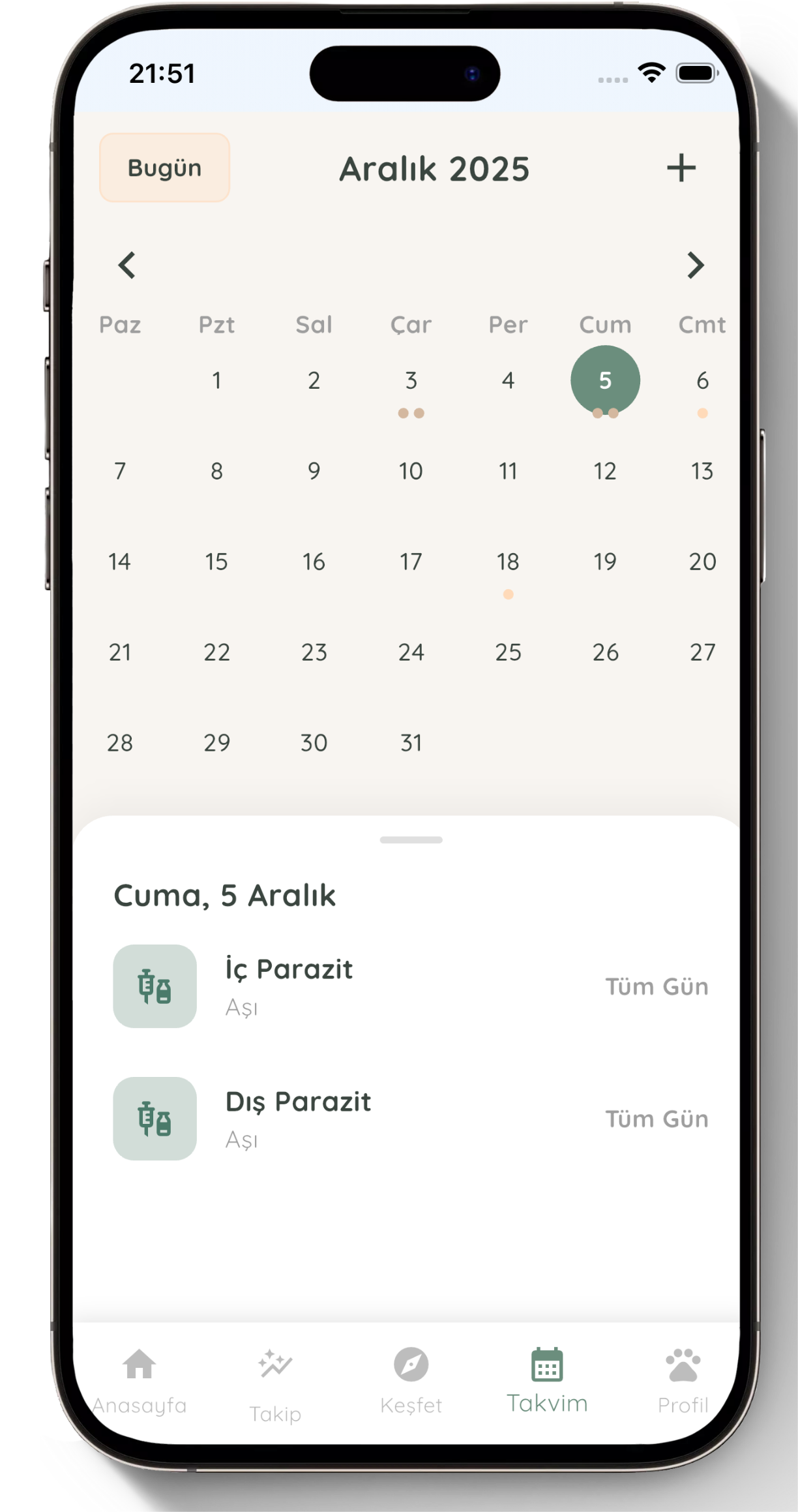 Hatırlatmalar ve Takvim